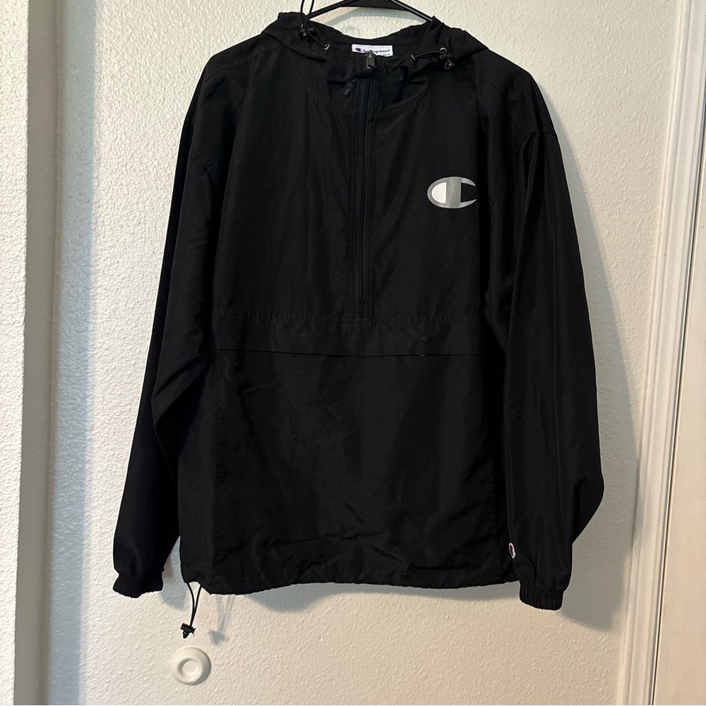 Champion Unisex Black 3/4 zip windbreaker